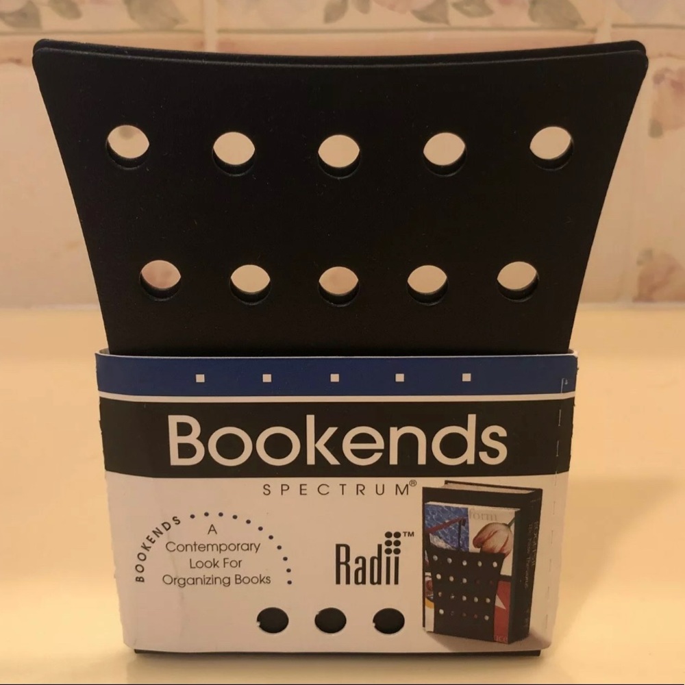 Vintage Spectrum Designs Radii Mid Century Modern Book Ends Black Metal New Med